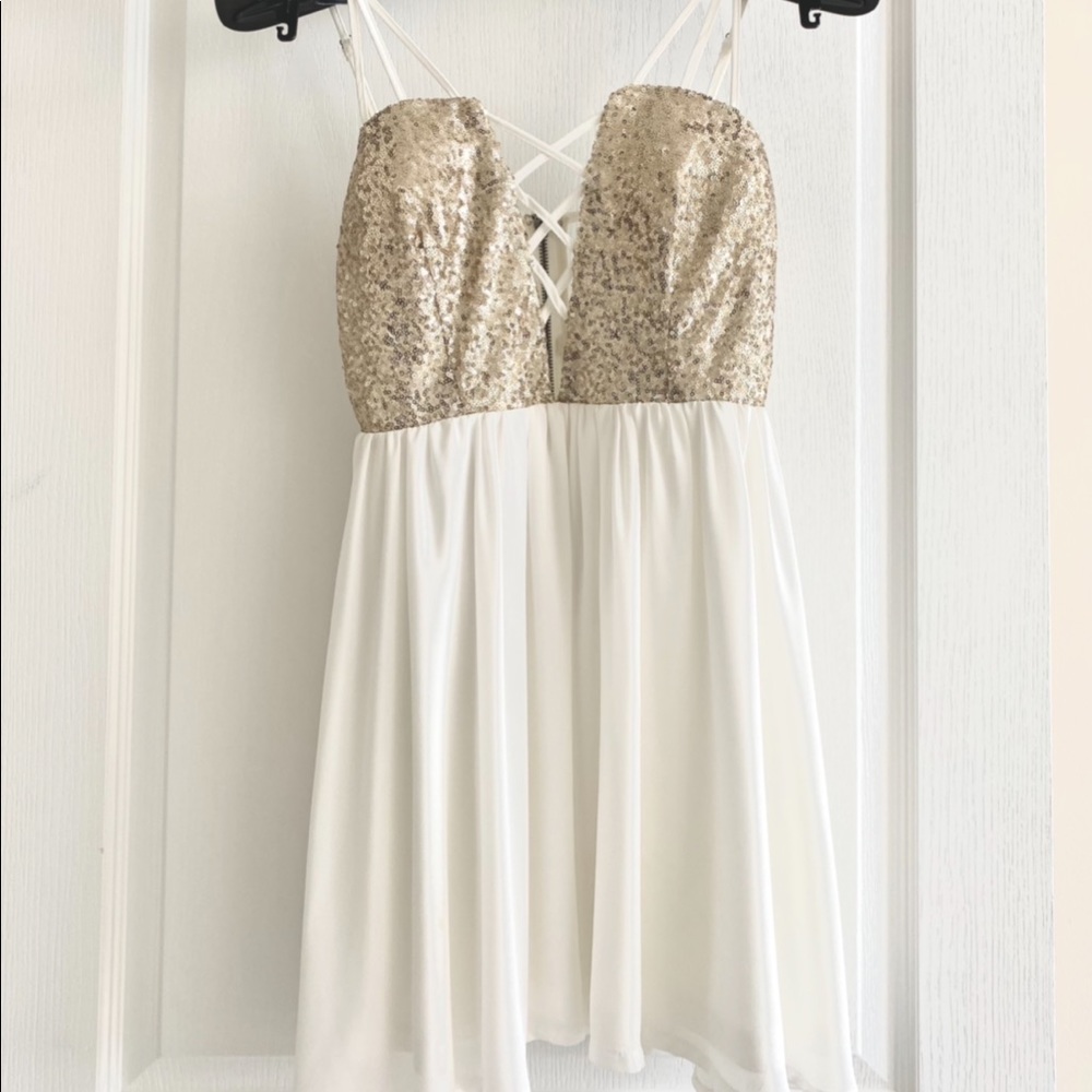 White Dress with Gold Sequins